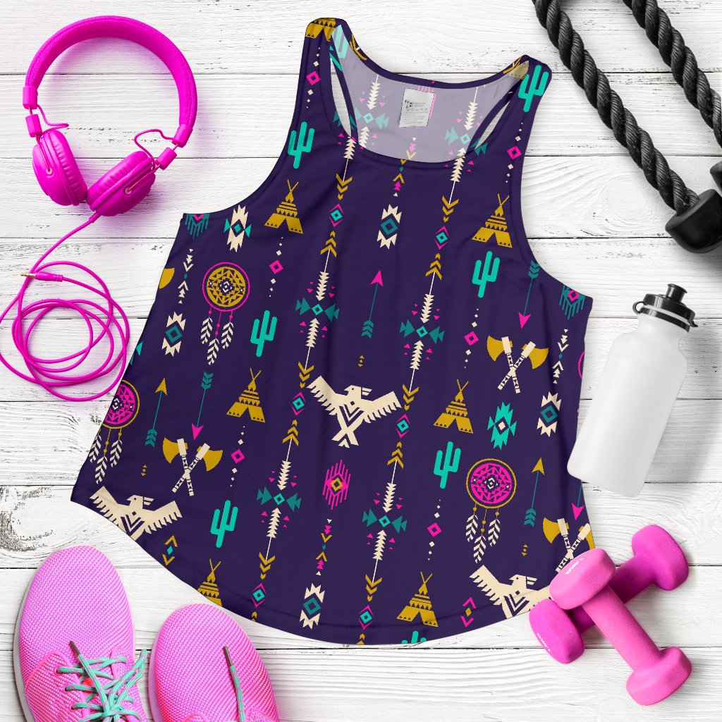 Native American Eagle Indian Pattern Women Racerback Tank Top