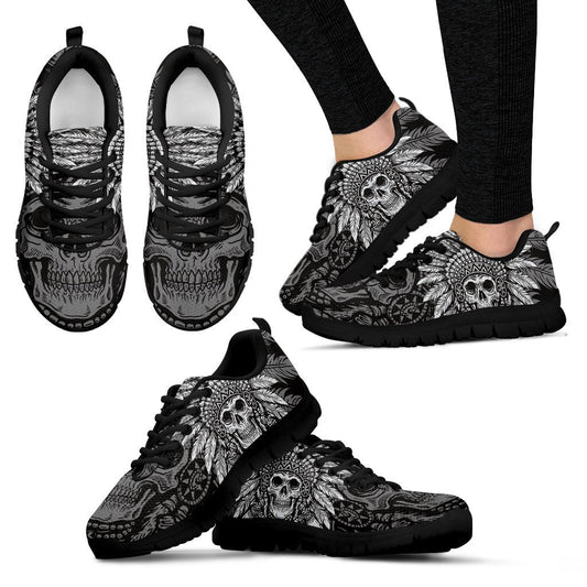 Native American Indian Skull Women Sneakers