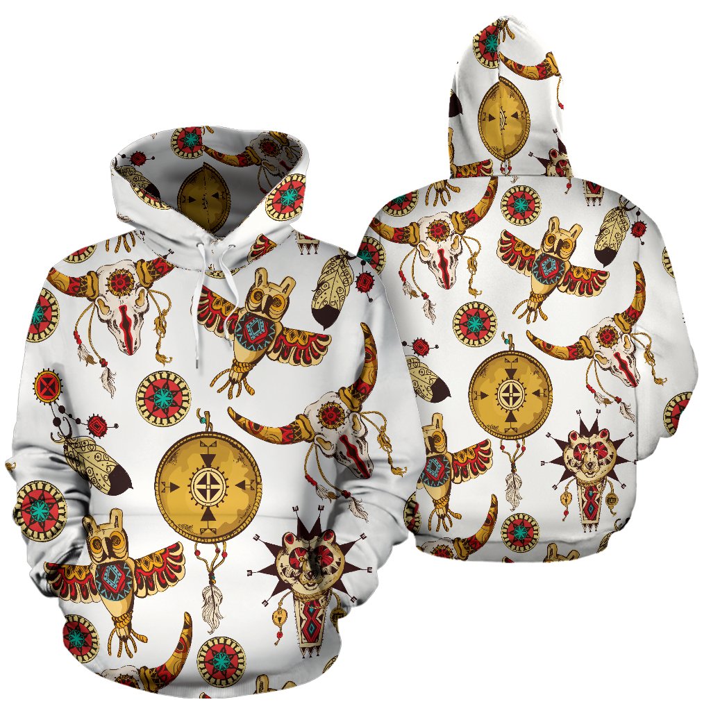 Native American Symbol Pattern All Over Print Hoodie