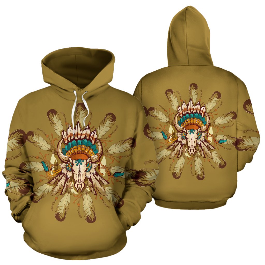 Native Indian Buffalo head All Over Print Hoodie