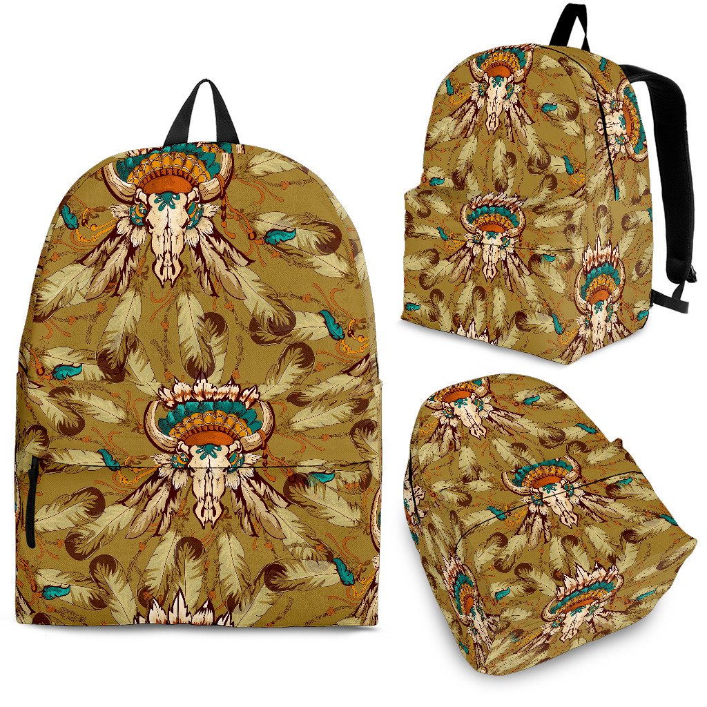 Native Indian Buffalo Head Premium Backpack