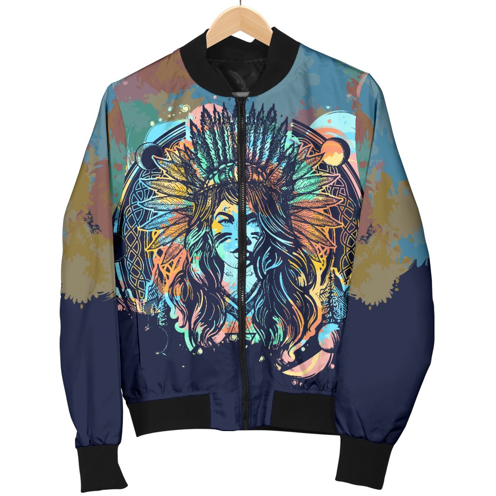 Native Indian Girl Women Casual Bomber Jacket