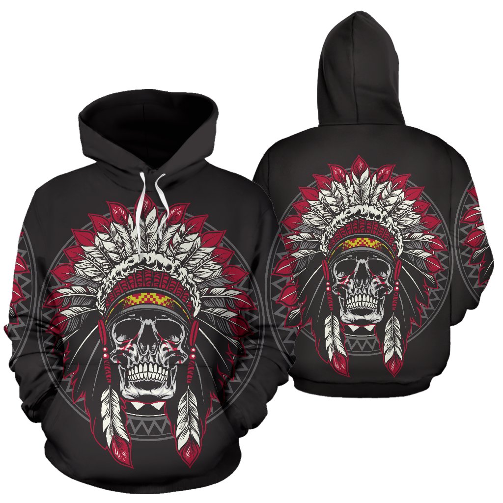 Native Indian Skull All Over Print Hoodie
