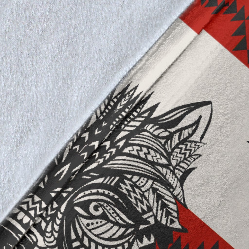 Native Indian Wolf Fleece Blanket