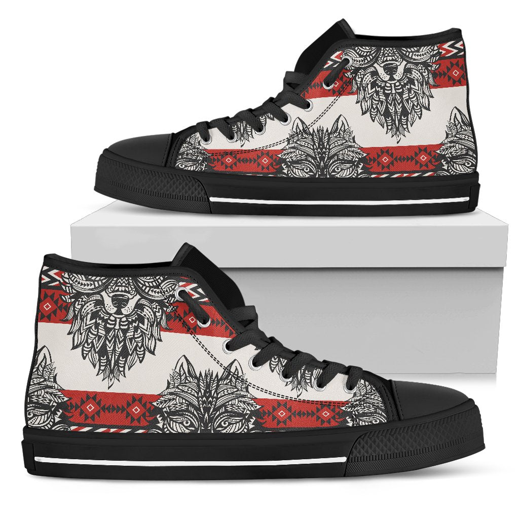 Native Indian Wolf Men High Top Shoes
