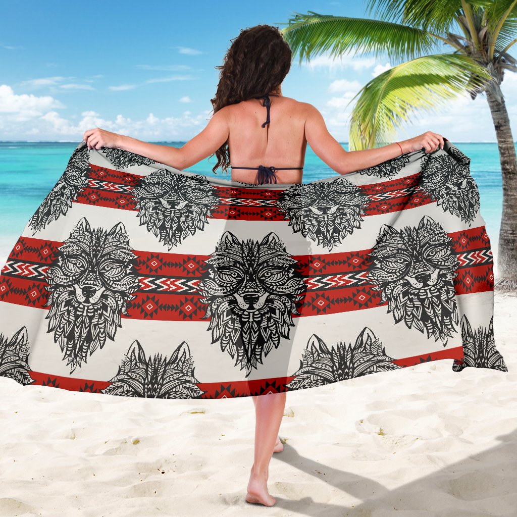 Native Indian Wolf Sarong Pareo Wrap