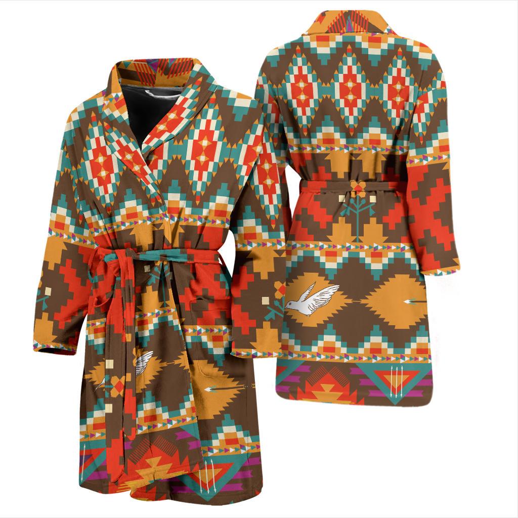 Native Pattern Print Design A01 Men Bathrobe-JORJUNE.COM