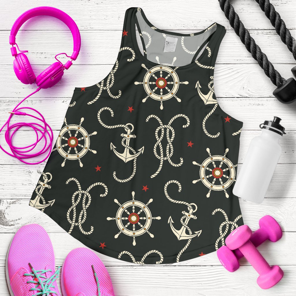 Nautical Anchor Pattern Women Racerback Tank Top