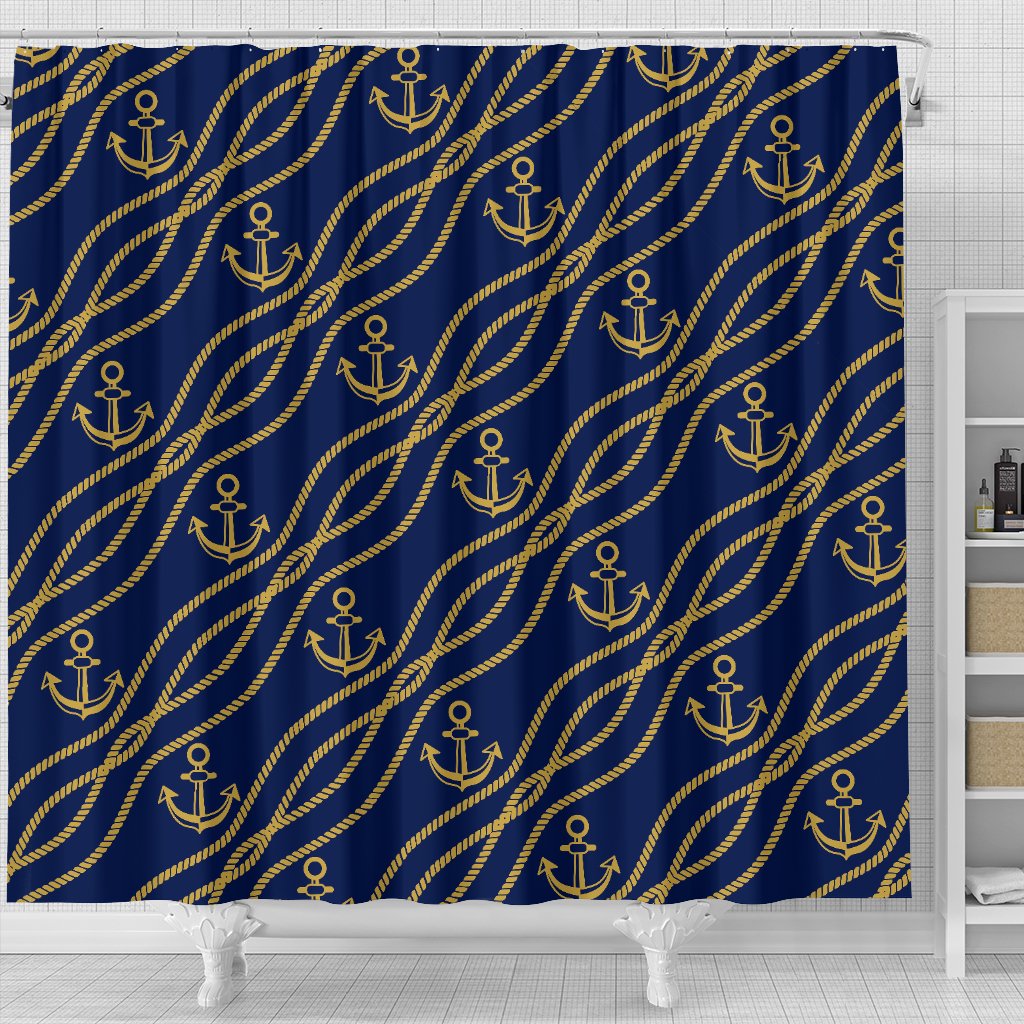 Nautical Anchor Rope Pattern Shower Curtain