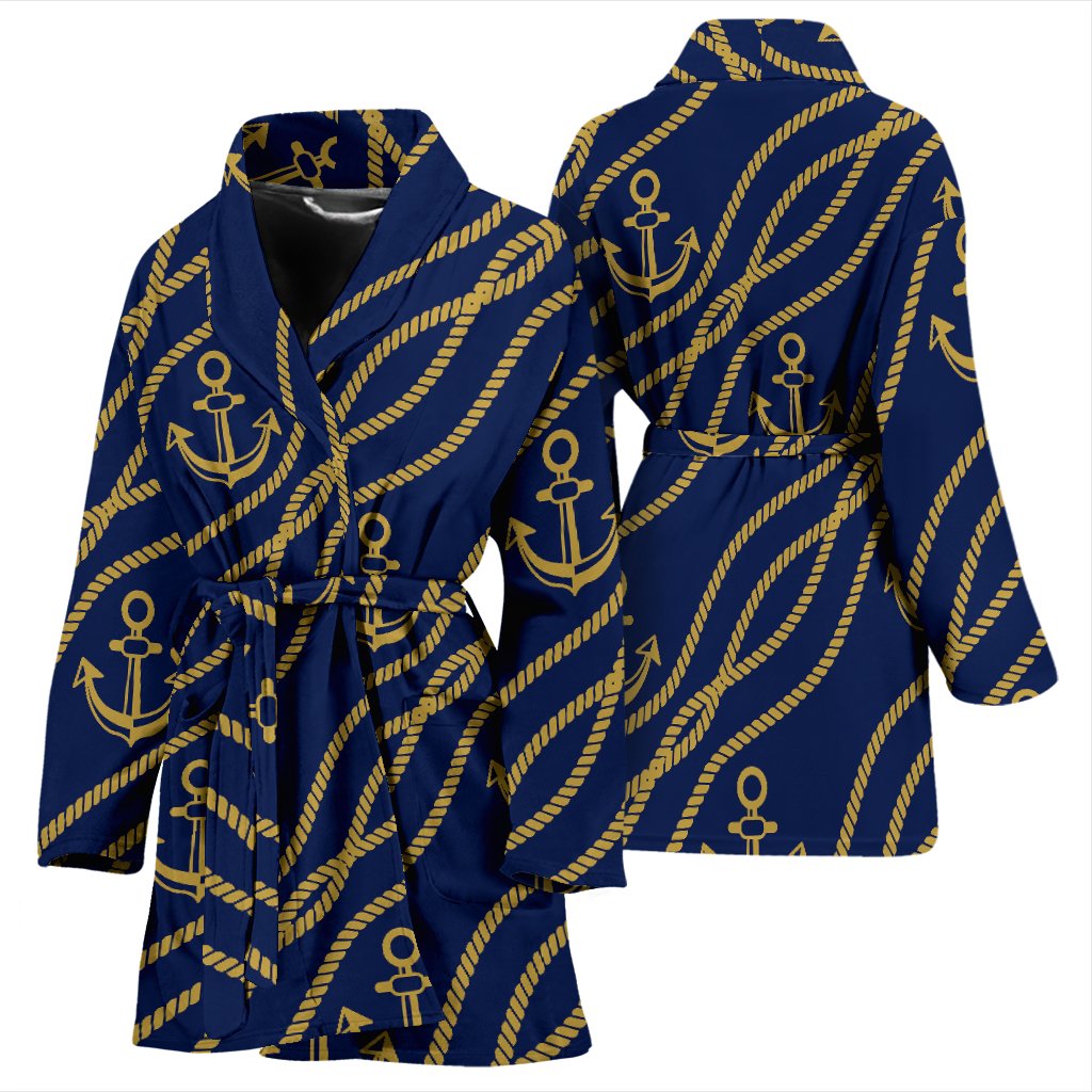Nautical Anchor Rope Pattern Women Bath Robe