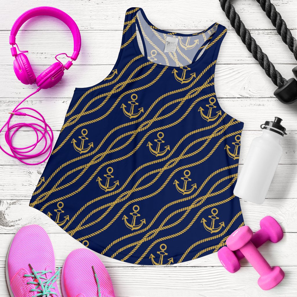 Nautical Anchor Rope Pattern Women Racerback Tank Top