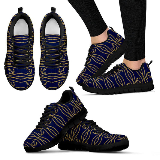 Nautical Anchor Rope Pattern Women Sneakers