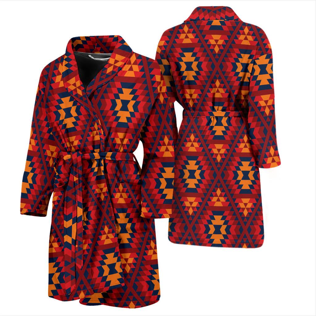 Navajo Pattern Print Design A03 Men Bathrobe-JORJUNE.COM