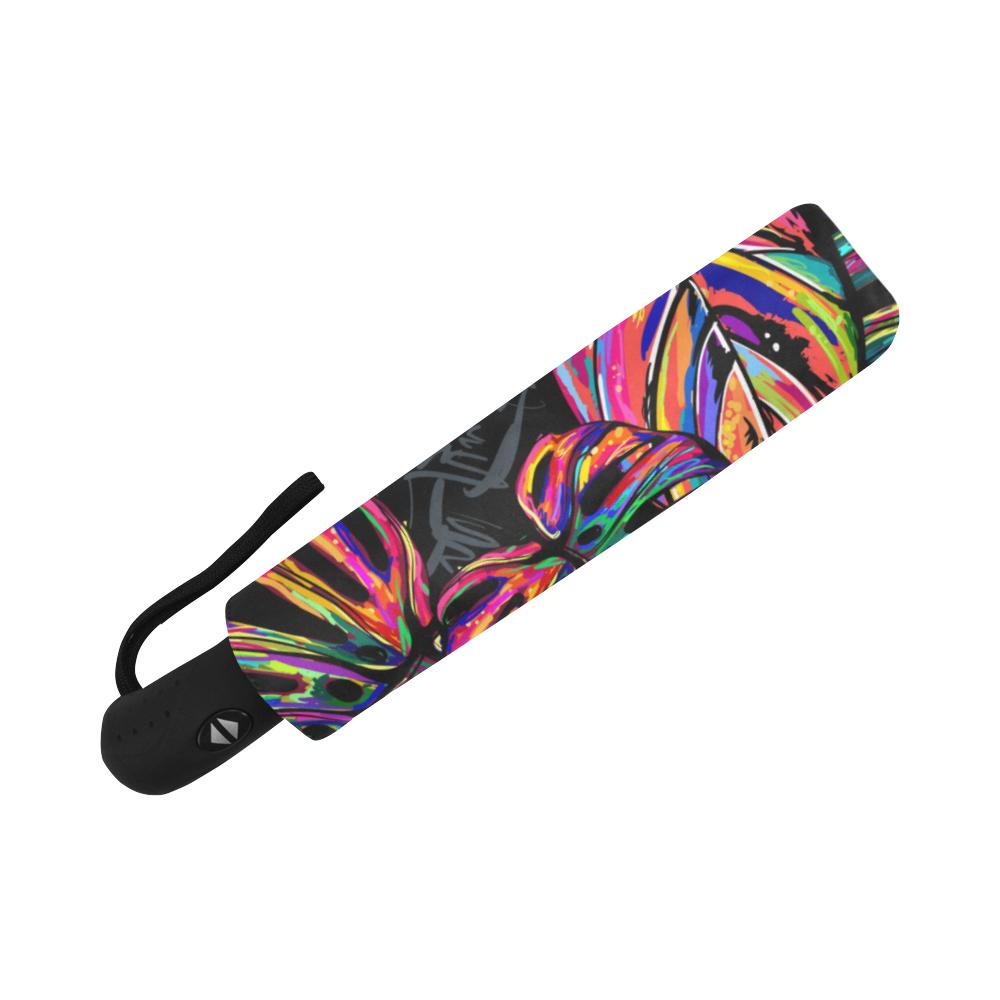Neon Color Tropical Palm Automatic Foldable Umbrella