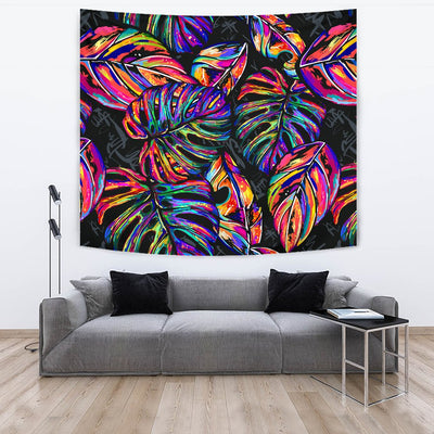 Neon Color Tropical Palm Leaves Wall Tapestry