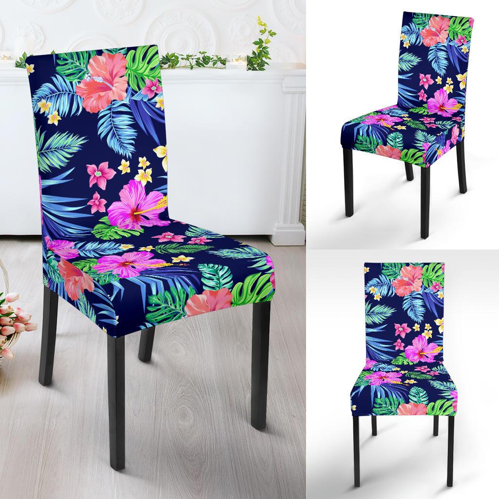 Neon Hibiscus Pattern Print Design HB016 Dining Chair Slipcover-JORJUNE.COM