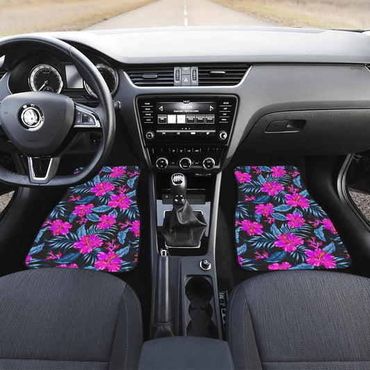 Neon Pink Hibiscus Pattern Print Design HB015 Car Floor Mats-JORJUNE.COM