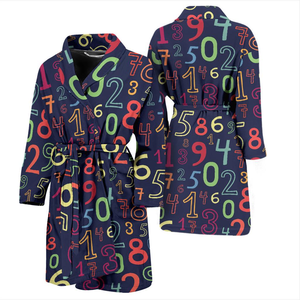 Number Pattern Print Design A01 Men Bathrobe-JORJUNE.COM