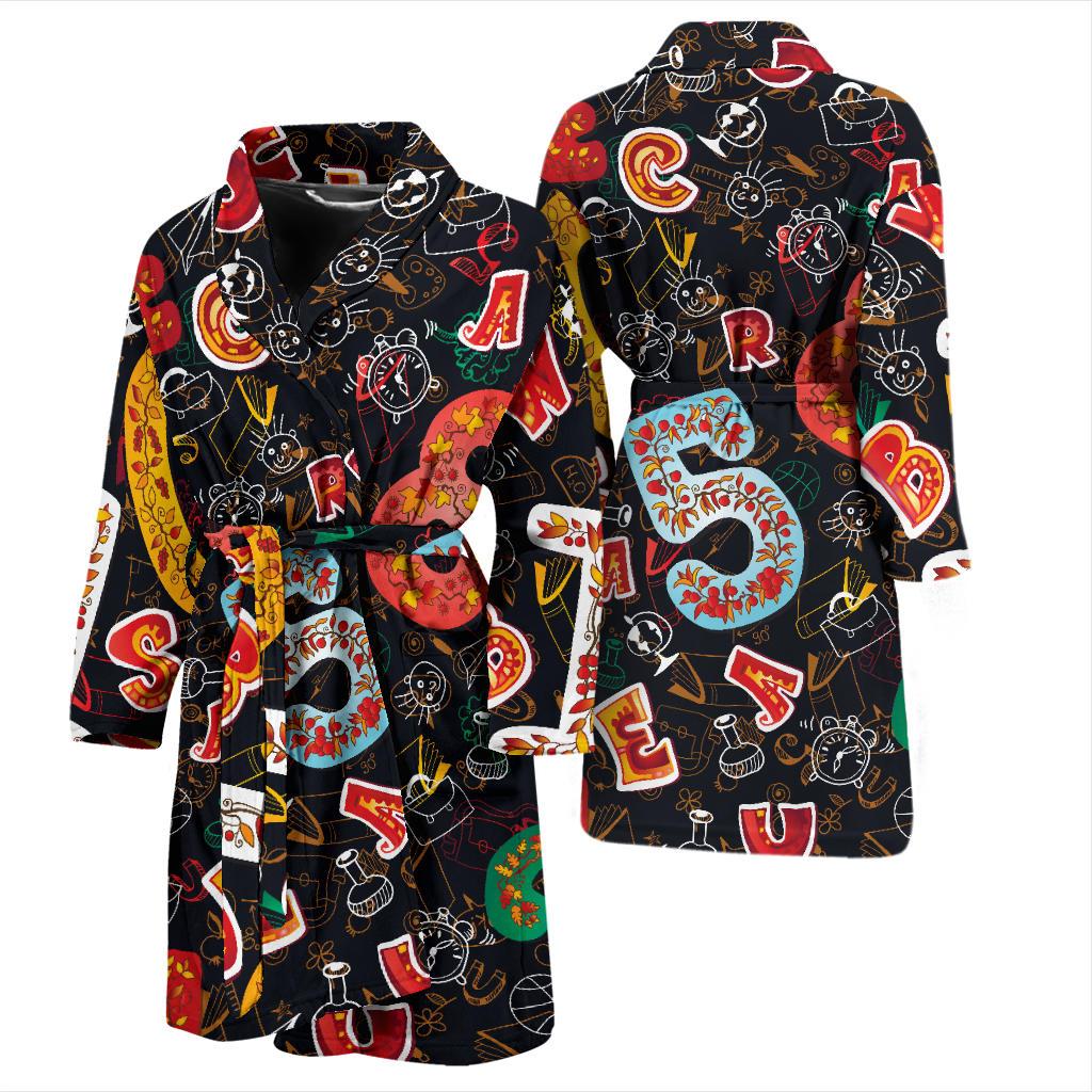Number Pattern Print Design A03 Men Bathrobe-JORJUNE.COM