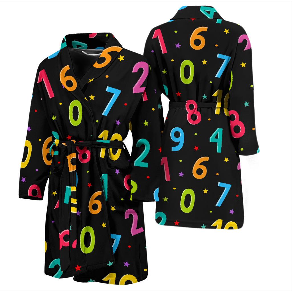 Number Pattern Print Design A04 Men Bathrobe-JORJUNE.COM