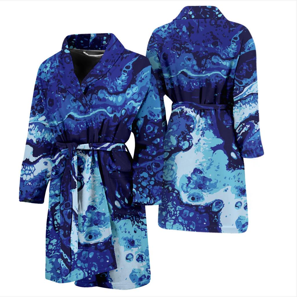Ocean Liquid Pattern Print Design A03 Men Bathrobe-JORJUNE.COM