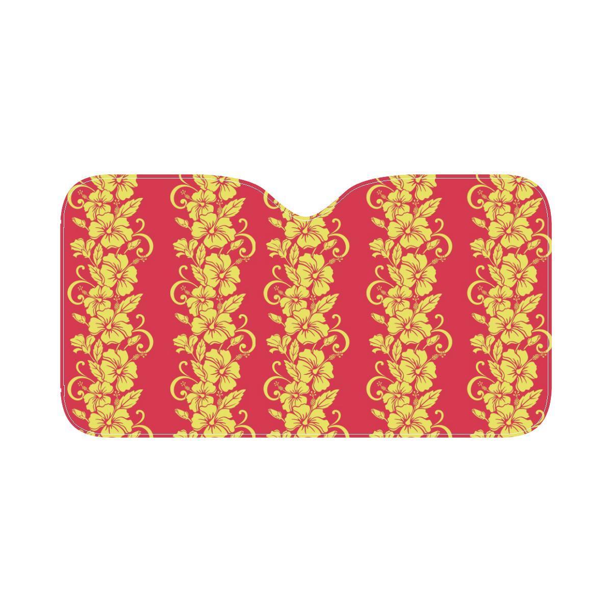 Orange Hibiscus Pattern Print Design HB018 Car Sun Shade-JorJune