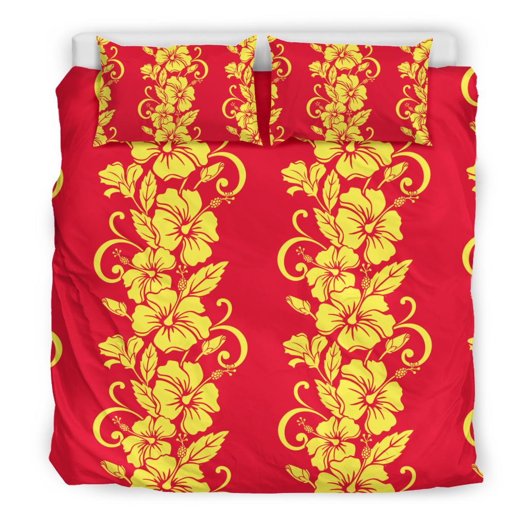Orange Hibiscus Pattern Print Design HB018 Duvet Cover Bedding Set-JORJUNE.COM