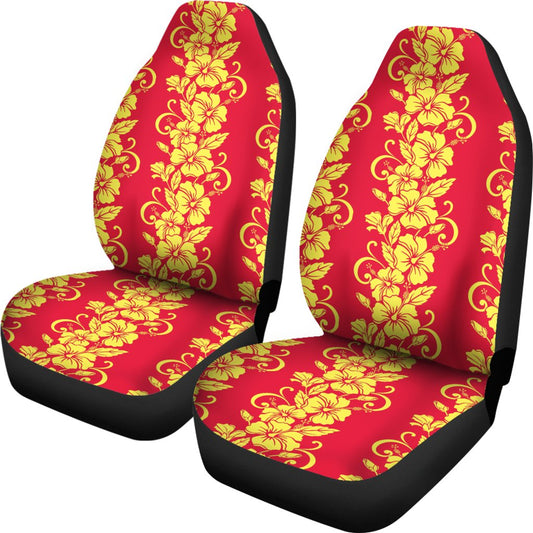 Orange Hibiscus Pattern Print Design HB018 Universal Fit Car Seat Covers-JorJune