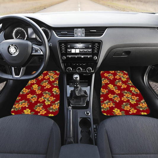 Orange Hibiscus Pattern Print Design HB026 Car Floor Mats-JORJUNE.COM