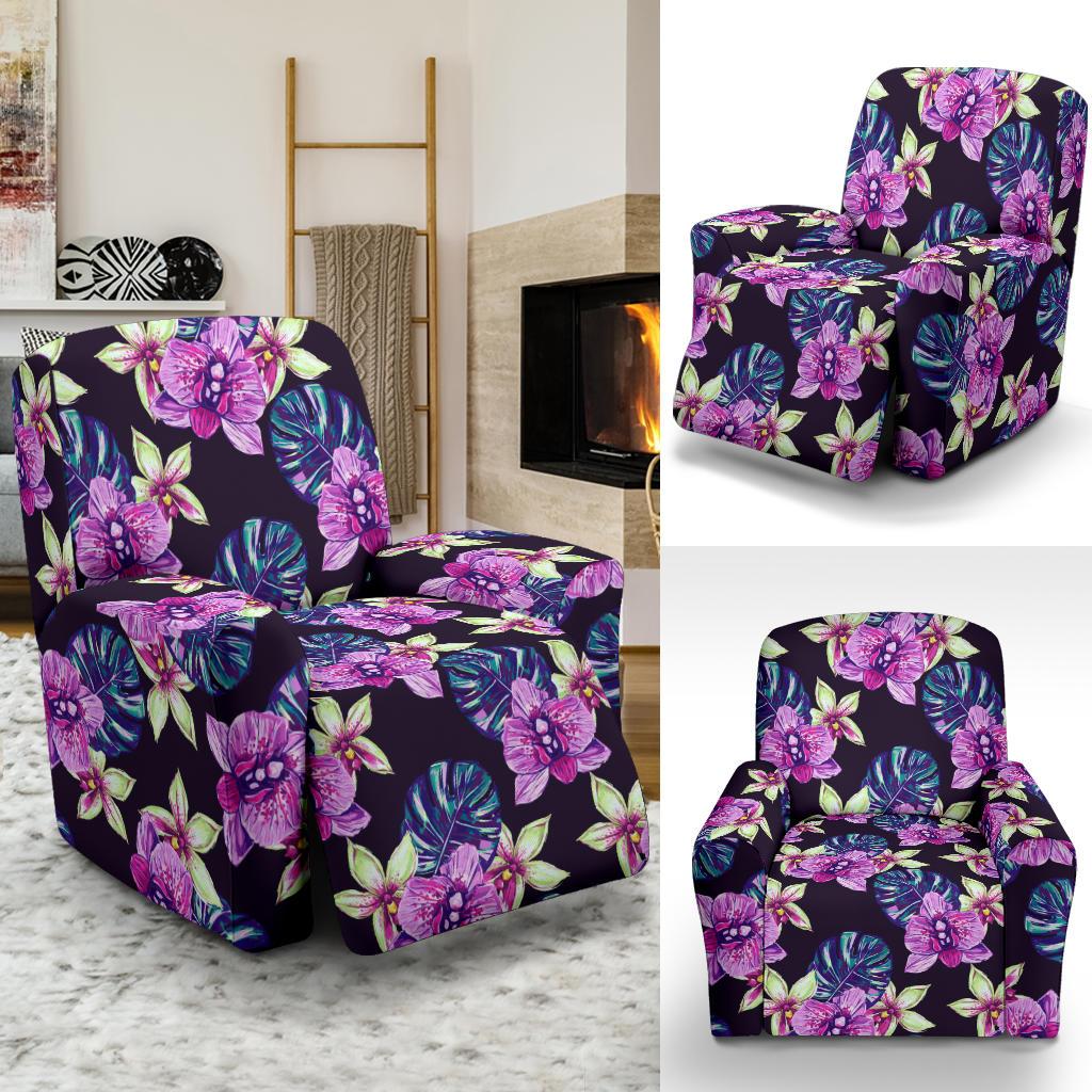 Orchid Pattern Print Design OR010 Recliner Slipcover-JORJUNE.COM