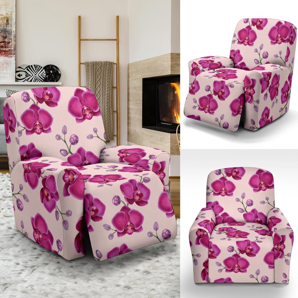 Orchid Purple Pattern Print Design OR04 Recliner Slipcover-JORJUNE.COM