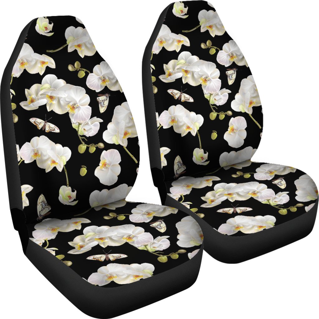 Orchid White Pattern Print Design OR011 Universal Fit Car Seat Covers-JorJune
