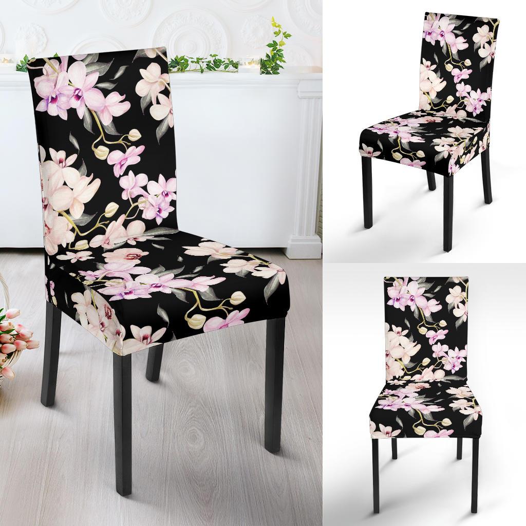 Orchid White Pattern Print Design OR03 Dining Chair Slipcover-JORJUNE.COM