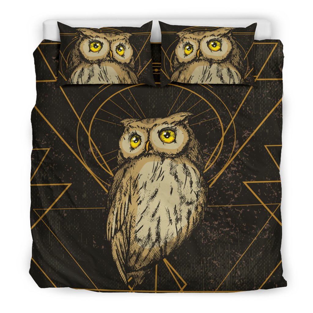 Owl Geometric Line Duvet Cover Bedding Set