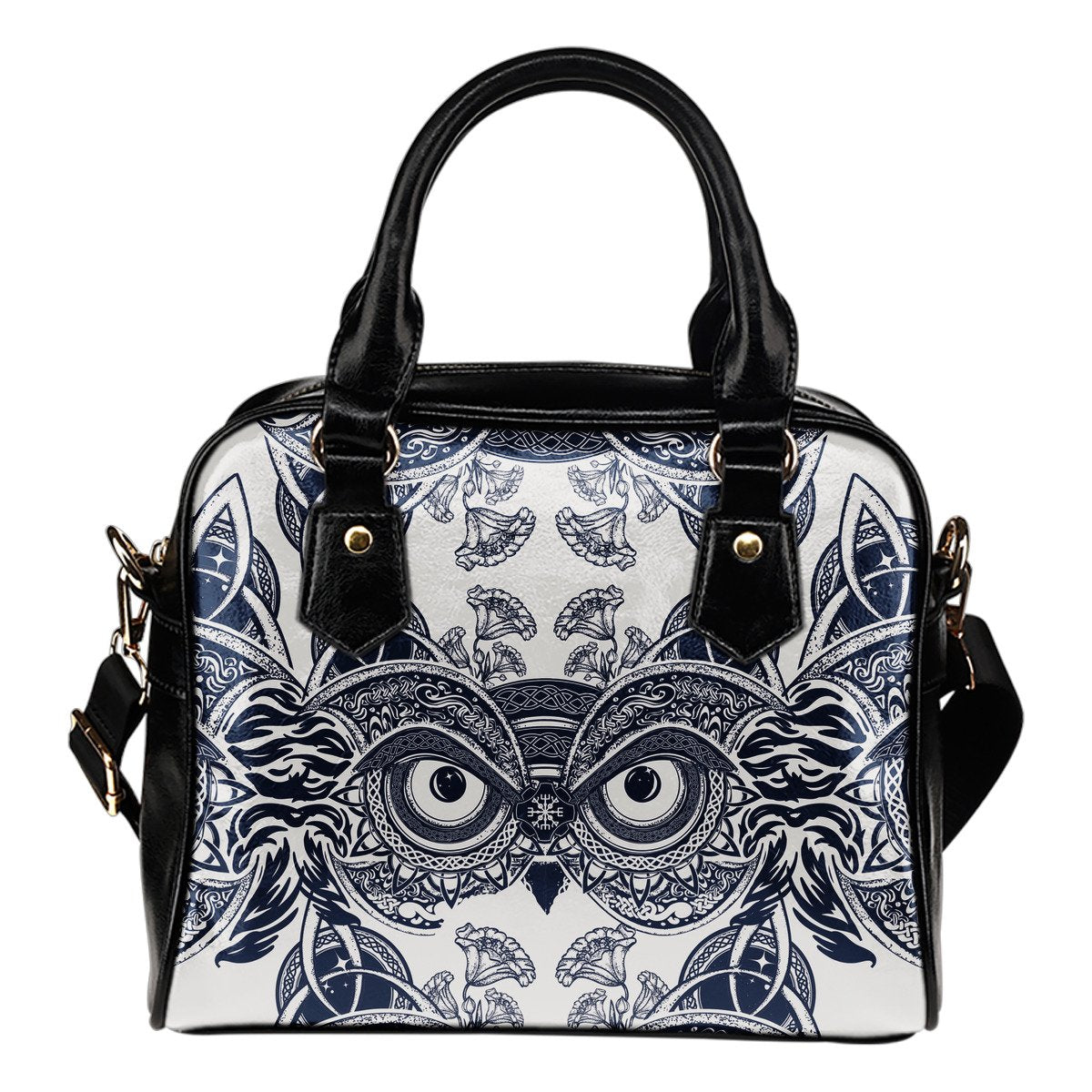 Owl Ornamental Leather Shoulder Handbag