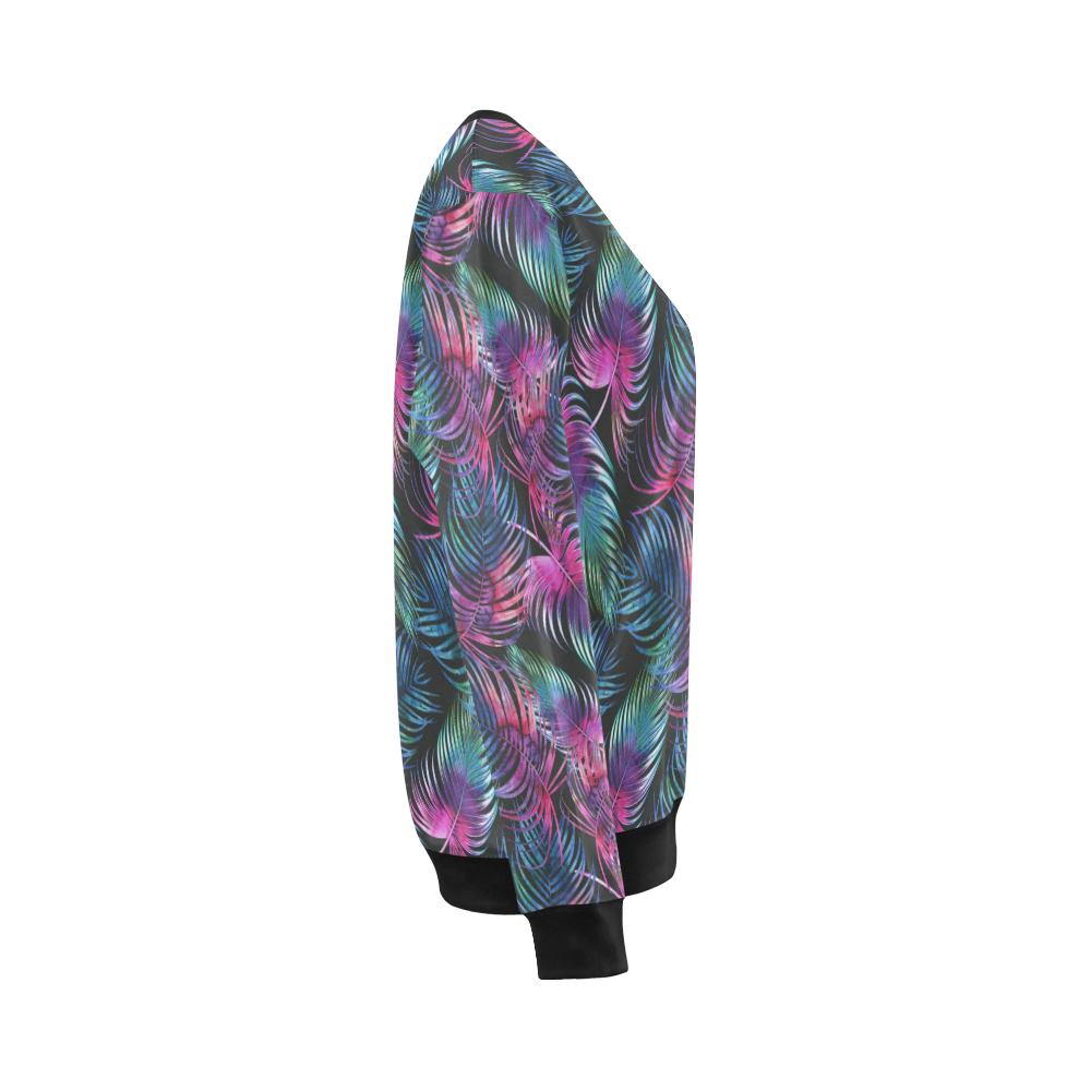 Palm Leaves Pattern Print Design PL010 Women Long Sleeve Sweatshirt-JorJune