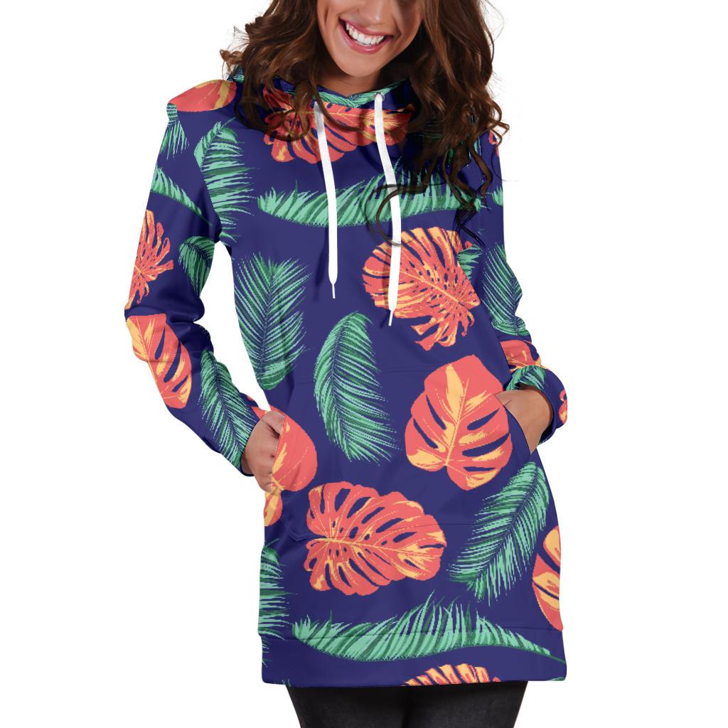 Palm Leaves Pattern Print Design PL011 Women Hoodie Dress