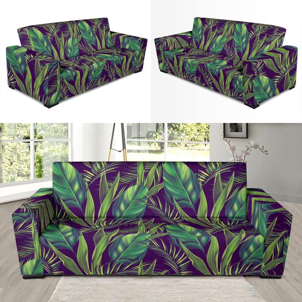 Palm Leaves Pattern Print Design PL03 Sofa Slipcover-JORJUNE.COM
