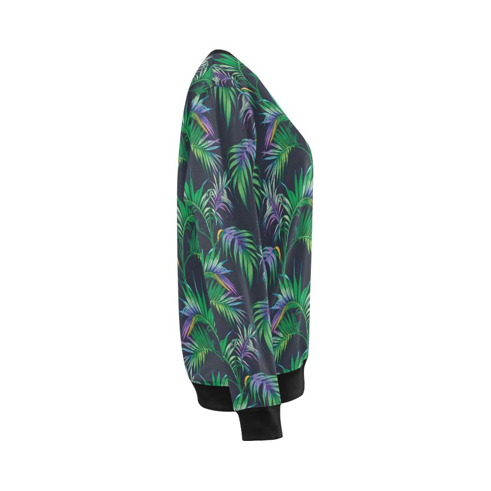 Palm Leaves Pattern Print Design PL04 Women Long Sleeve Sweatshirt-JorJune