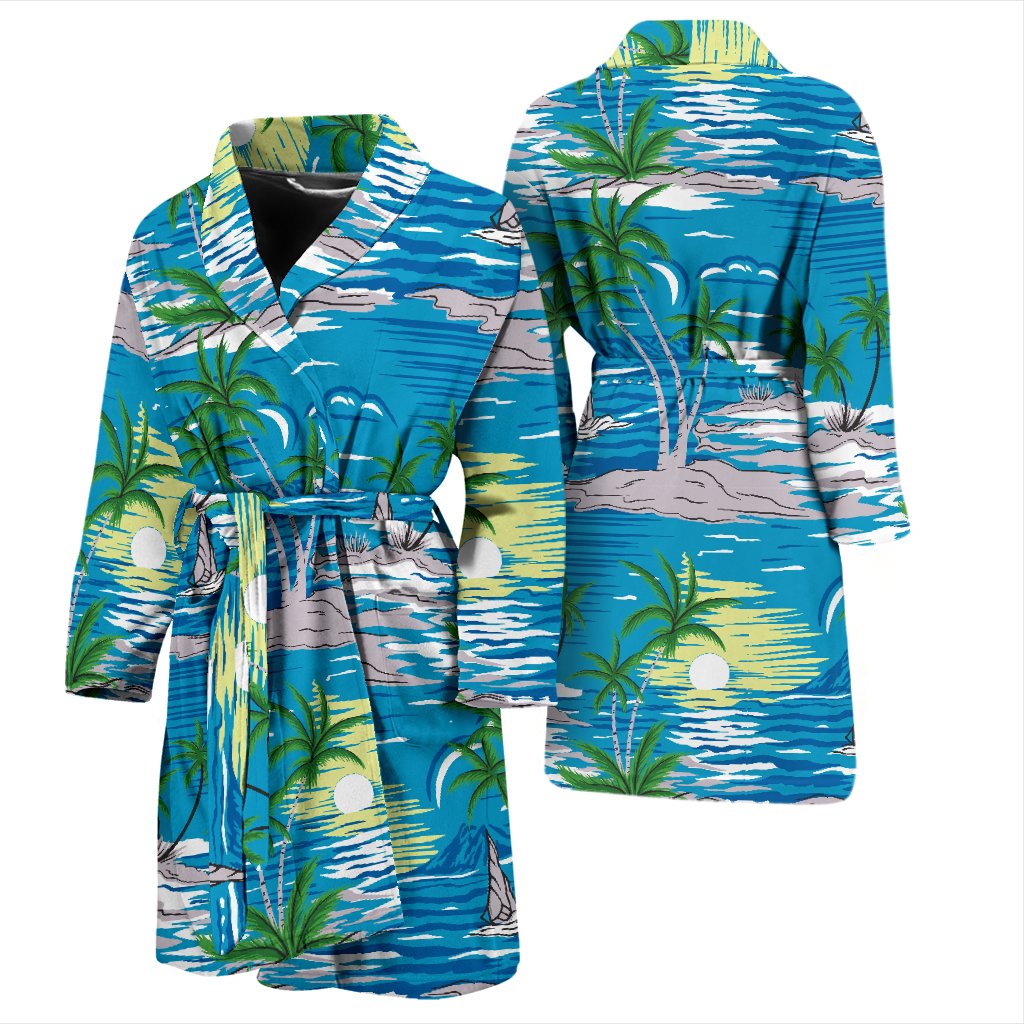 Palm Tree Beach Men Bath Robe