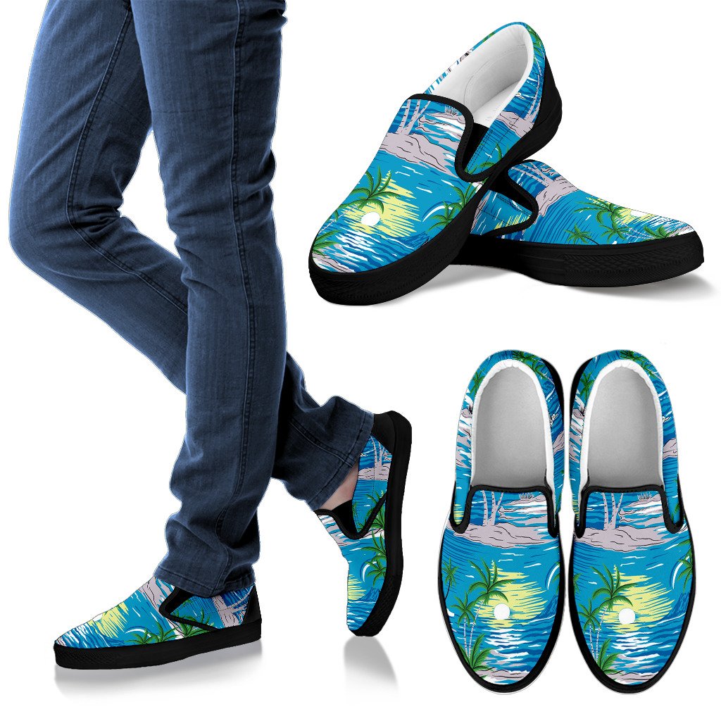 Palm Tree Beach Men Slip On Shoes