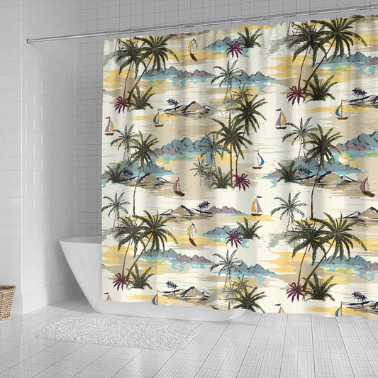 Palm Tree Beach Print Shower Curtain