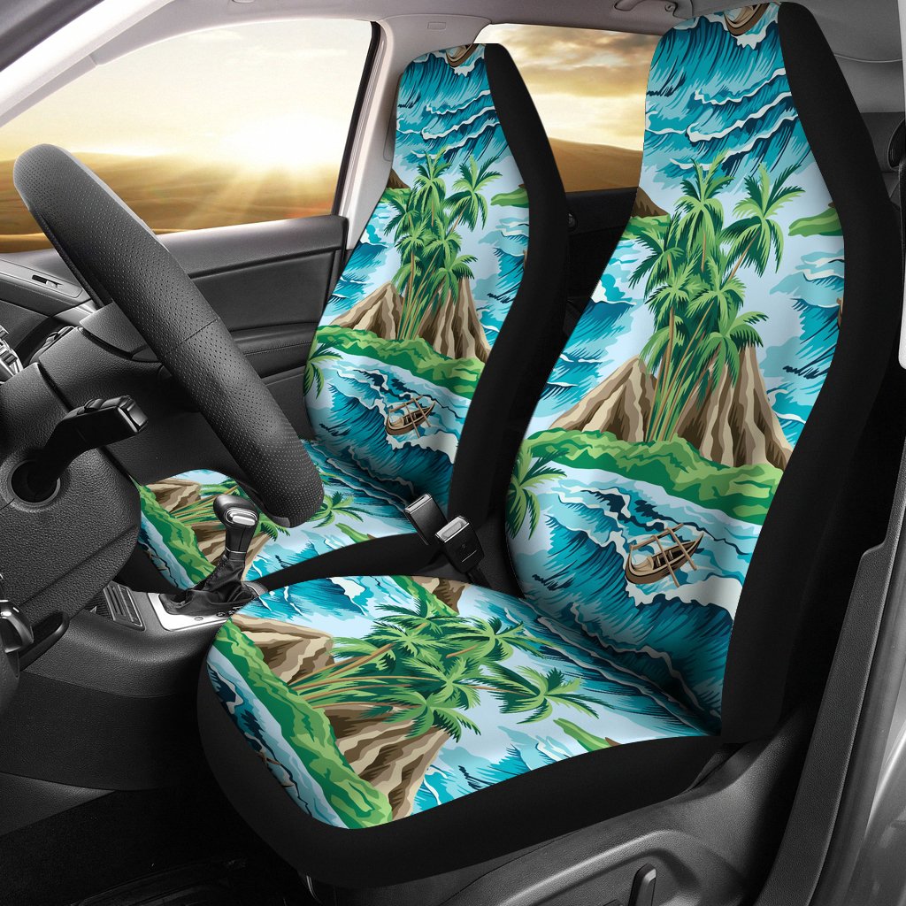 Floral Tropical Hawaiian Palm Leaves Pattern Print Universal Fit Car Seat Cover