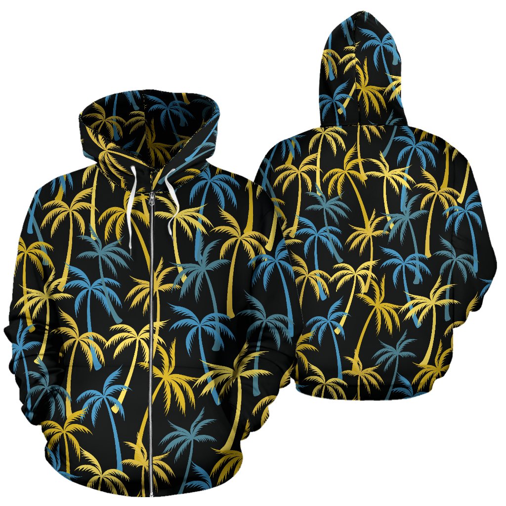 Palm Tree Pattern All Over Zip Up Hoodie