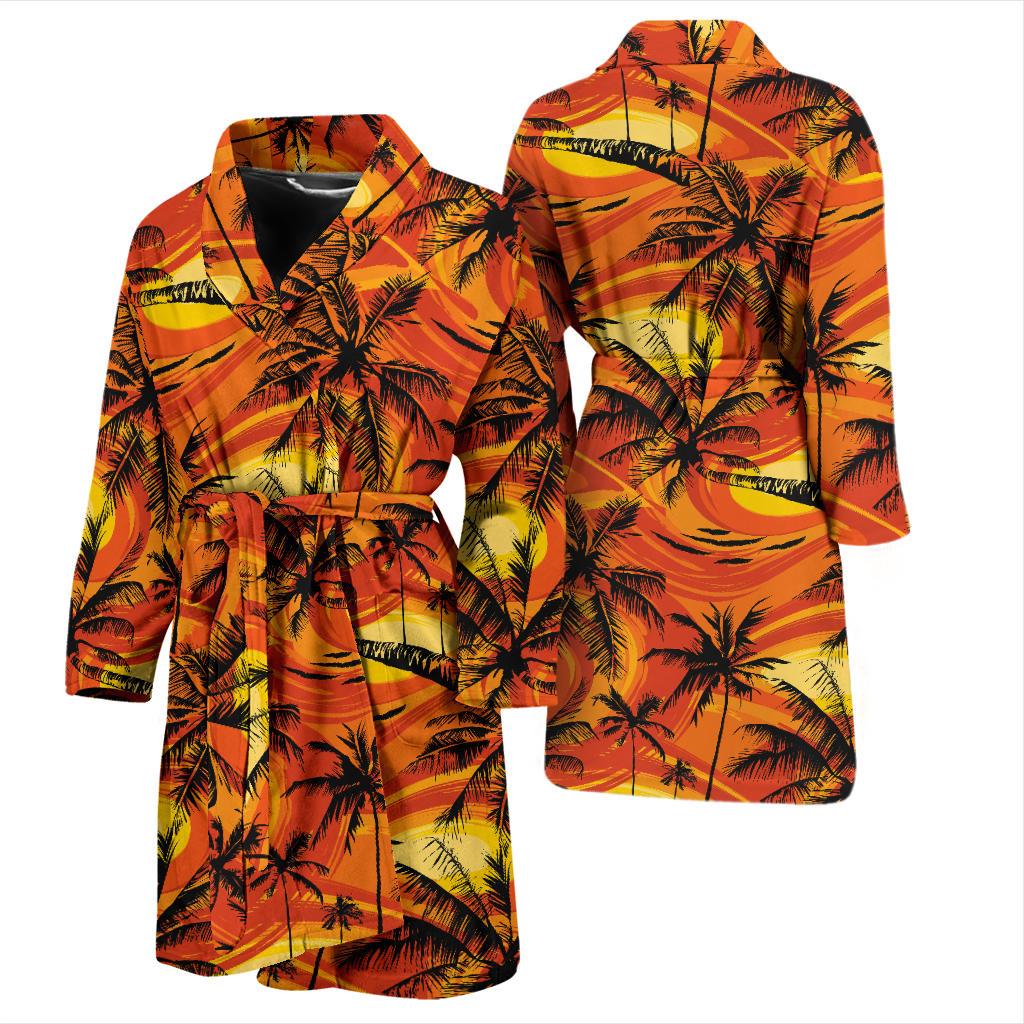 Palm Tree Pattern Print Design A02 Men Bathrobe-JORJUNE.COM