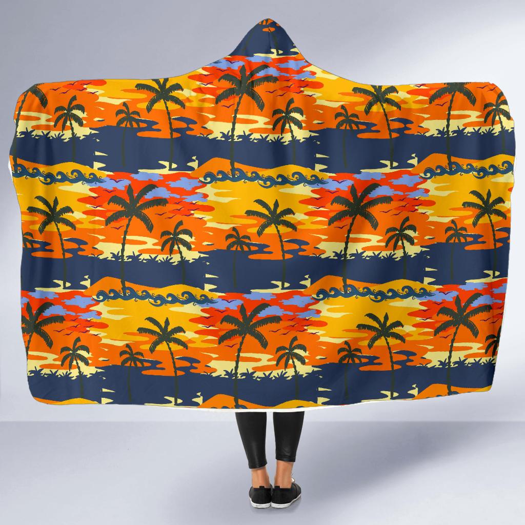 Palm Tree Pattern Print Design PT010 Hooded Blanket-JORJUNE.COM
