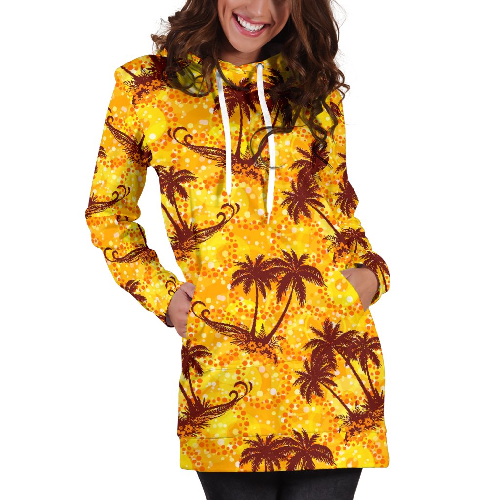 Palm Tree Pattern Print Design PT012 Women Hoodie Dress