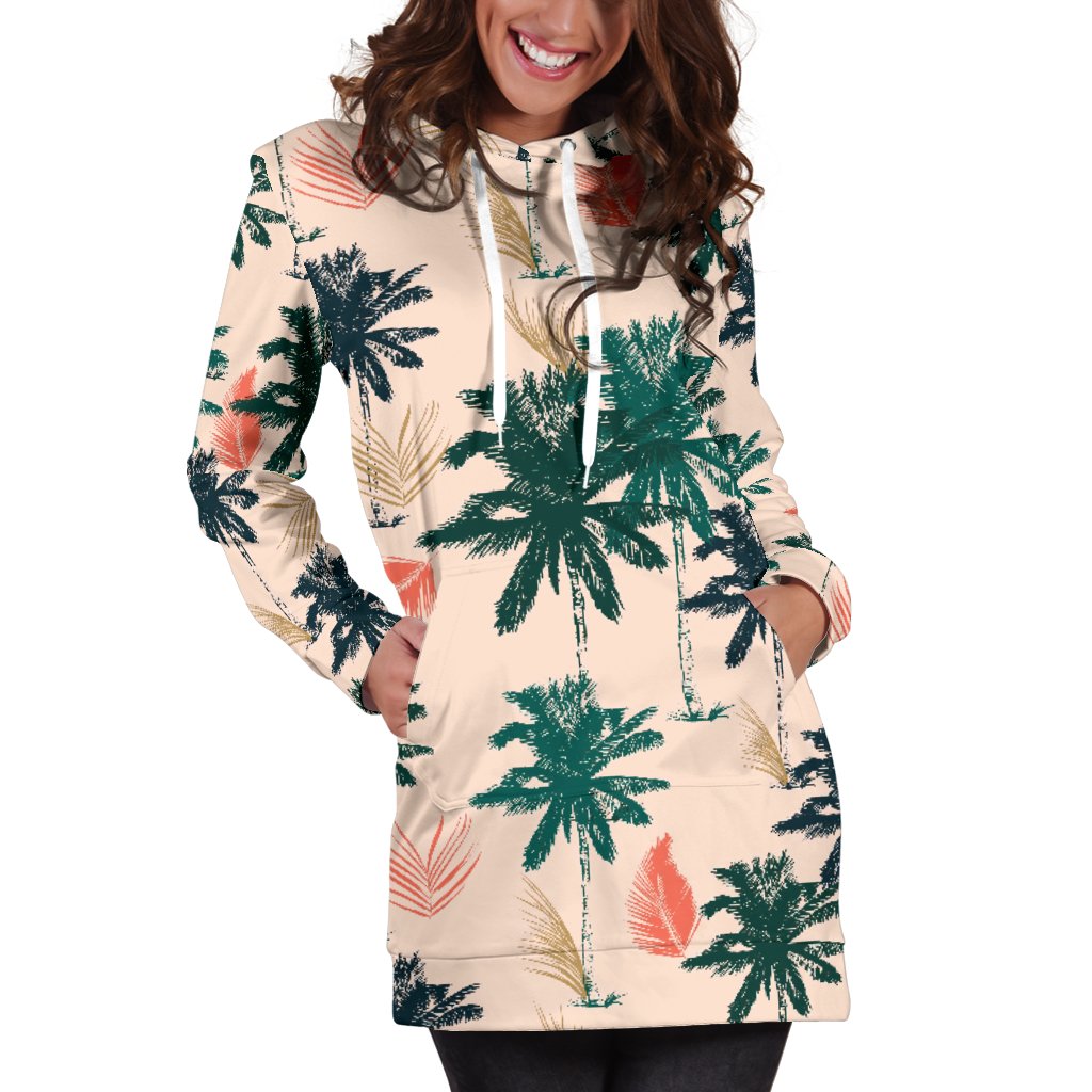 Palm Tree Pattern Print Design PT014 Women Hoodie Dress