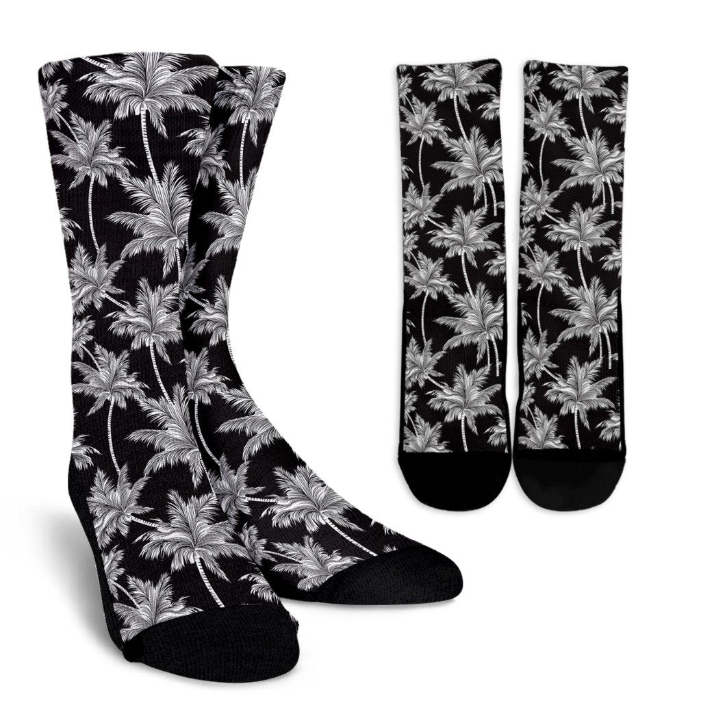 Palm Tree Pattern Print Design PT03 Crew Socks-JORJUNE.COM