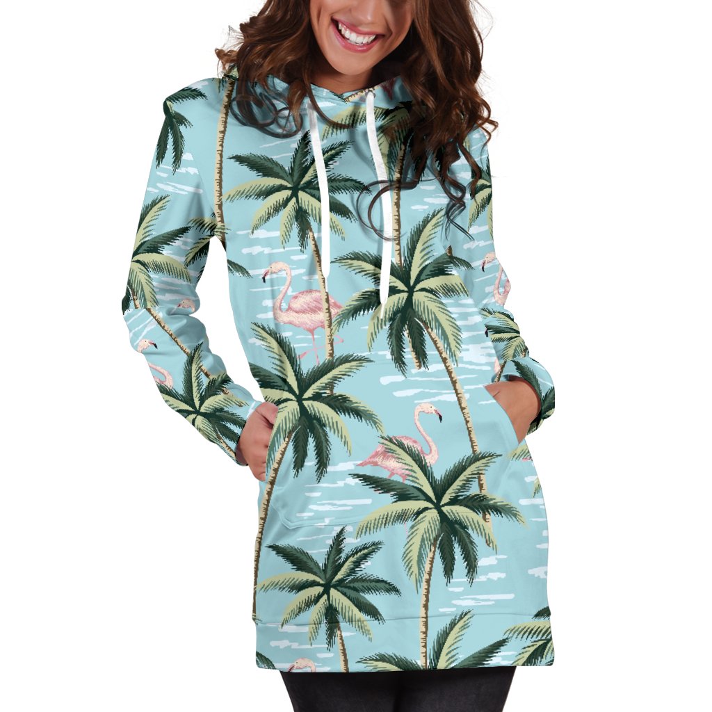Palm Tree Pattern Print Design PT05 Women Hoodie Dress
